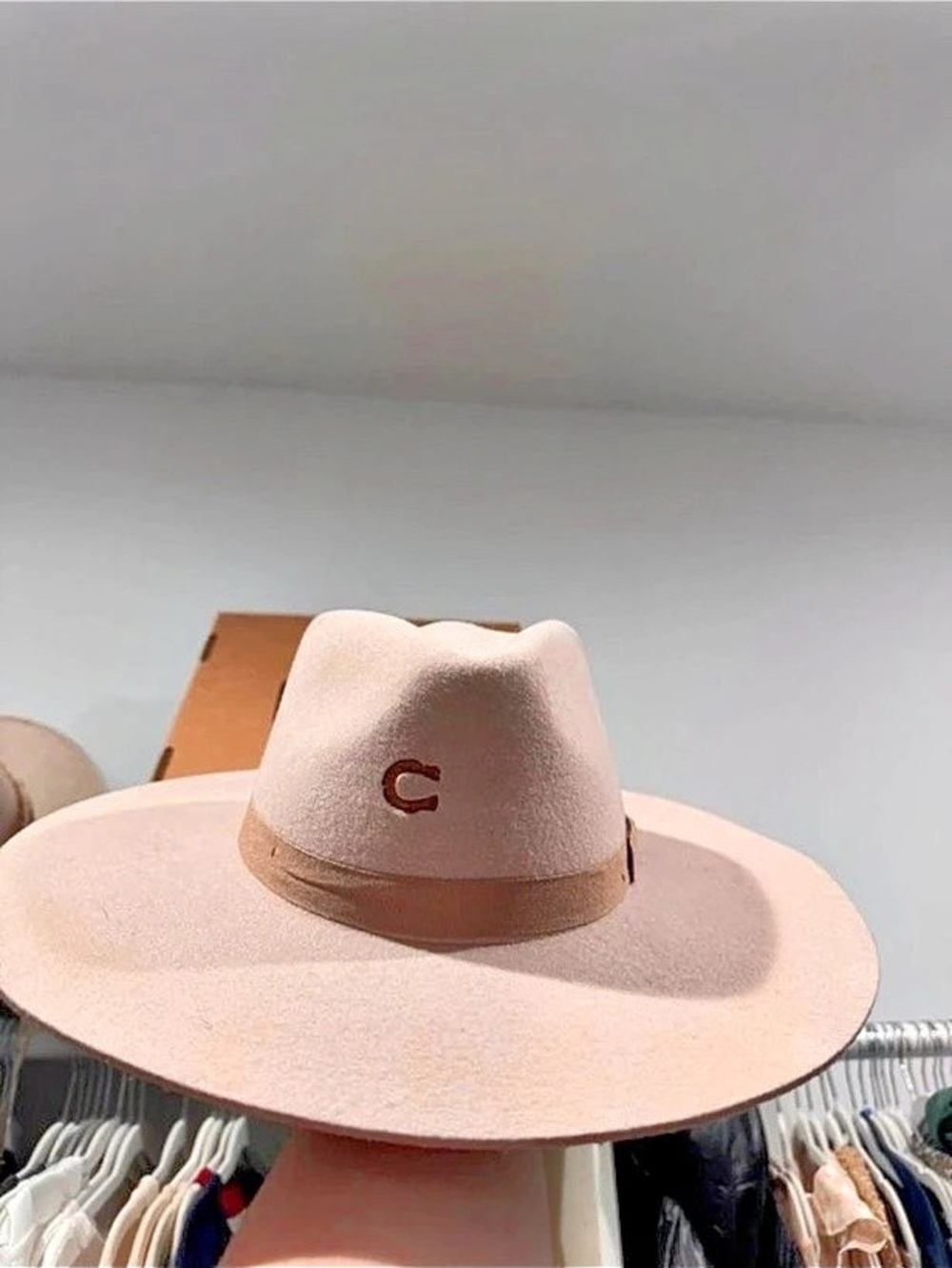 Beige Wide-Brim Hat